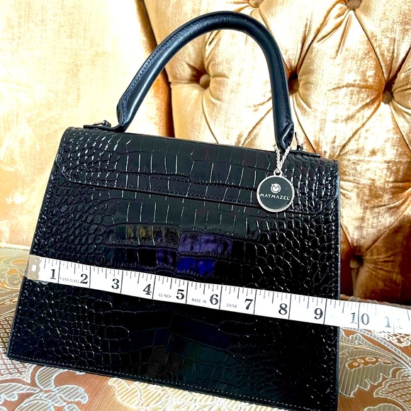 NWT Authentic Matmazel design black snake skin leather hand bag . - Picture 3 of 8